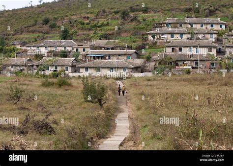 Small village in countryside in North Korea, DPRK Stock Photo - Alamy