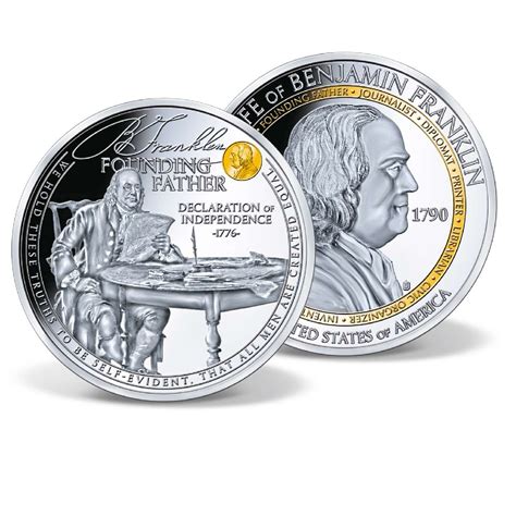 Ben Franklin - Founding Father Commemorative Coin | Gold-Layered | Gold | American Mint