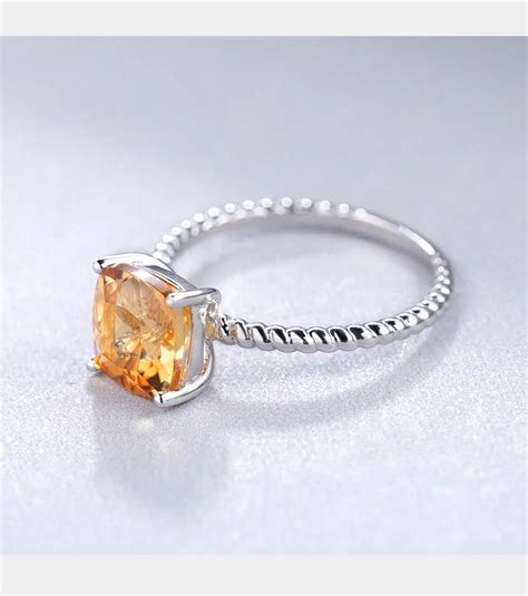 Birthstone Round Natural Citrine Wedding Ring | Muduh Collection