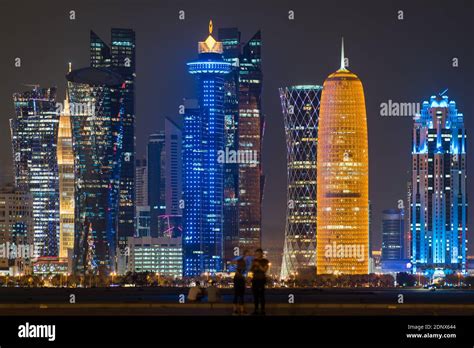 Doha, Qatar At Night Stock Photo - Alamy