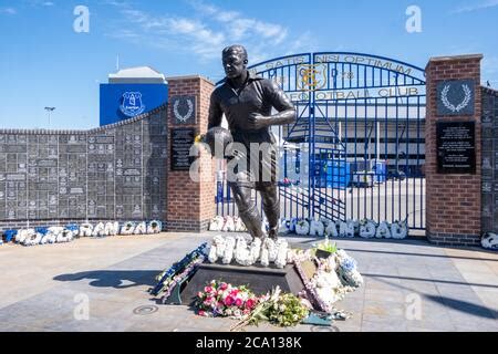 Floral tributes at the Dixie Dean statue before the funeral service of ...