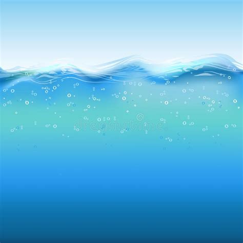 Wave In Blue Horizontal Water With Bubbles Stock Illustration - Illustration of fresh, clean ...