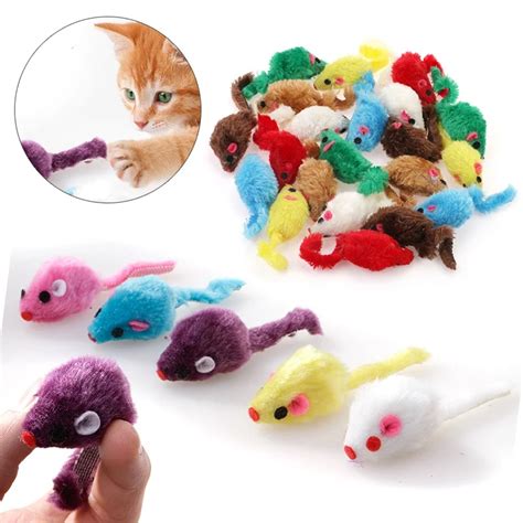 Mayitr 24PCS Pet Cat Mice Shape Toy Furry Kitten Funny Playing Toys ...