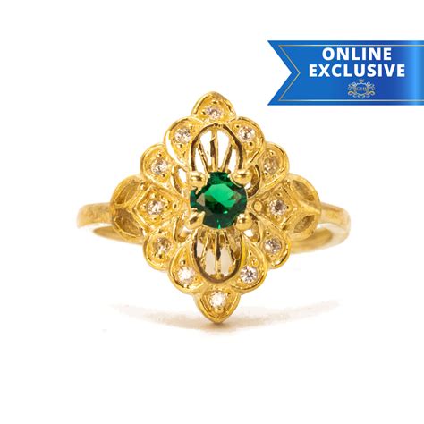 May Ornamental Birthstone - Ladies Ring - Golden Hand Jewellery