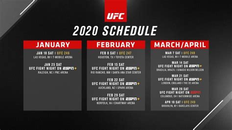 UFC Announces 2020 Q1 Event Schedule | UFC