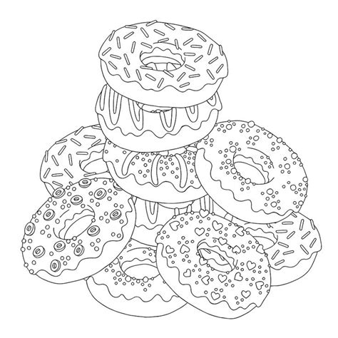 Download or Print the Free Pile of Donuts Coloring Page and find thousands of other Pile of ...