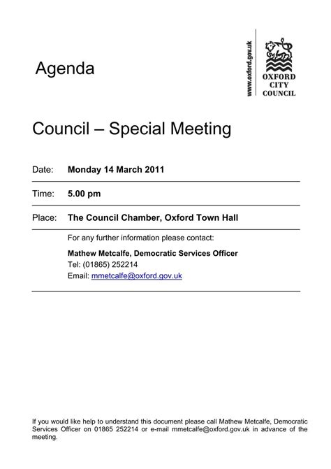 Agenda Template - Oxford City Council - Meetings, agendas, and ...