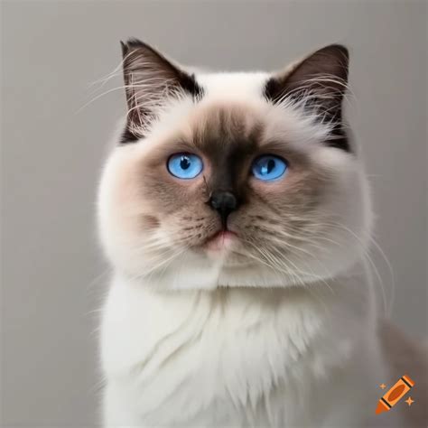 A white birman cat with blue eyes on Craiyon