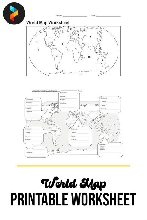 Printable World Map Worksheet