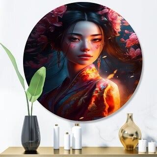 Designart "Female Asian Floral Warriors I" Asian Woman Metal Round Wall Art - Bed Bath & Beyond ...