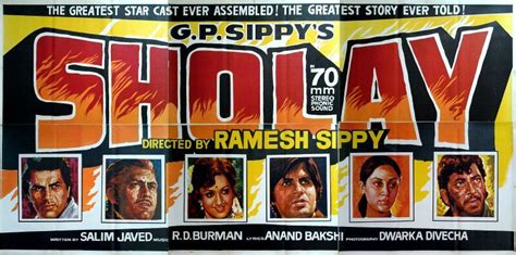 Stunning 6 sheet SHOLAY, hand painted movie poster! | Old bollywood ...