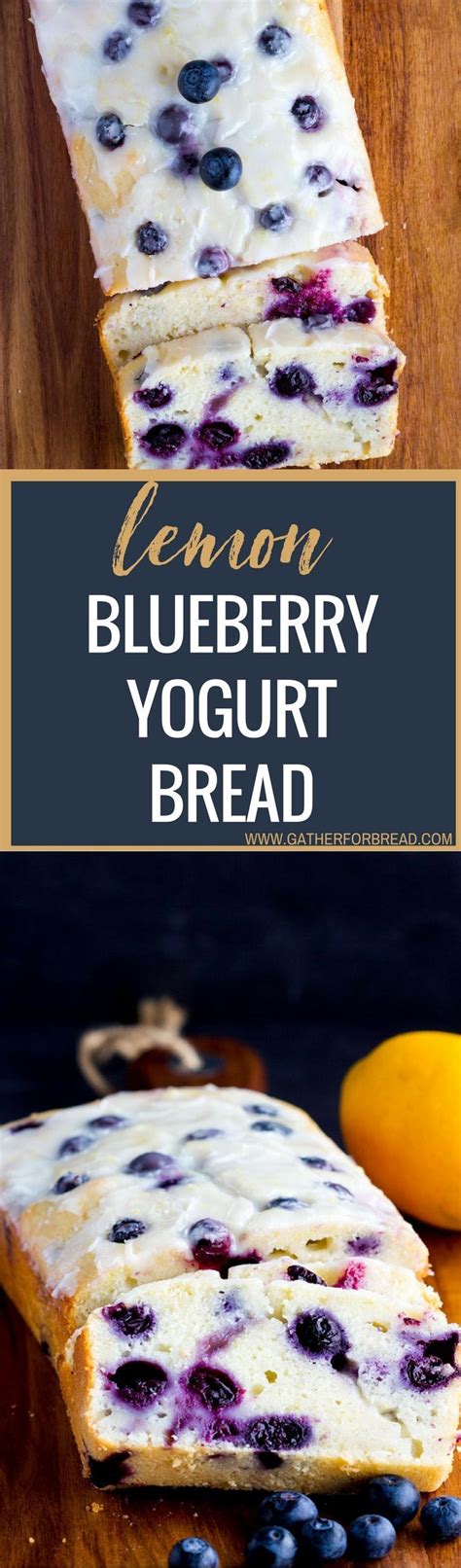 Lemon Blueberry Yogurt Bread - Homemade moist lemon bread with fresh blueberries, topped with a ...