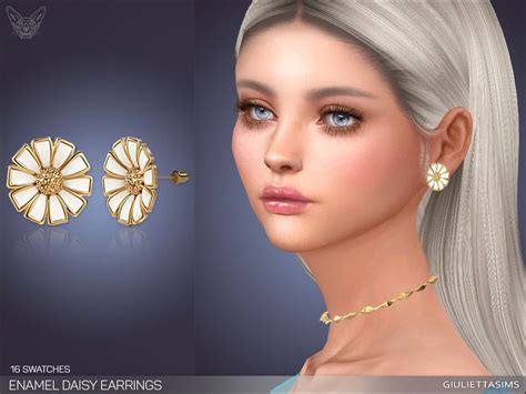 Sims 4 — Enamel Daisy Earrings by feyona — Enamel Daisy Earrings come ...