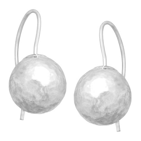 Eternity Gold Hammered Ball Drop Earrings in 14K White Gold 729367628947 | eBay