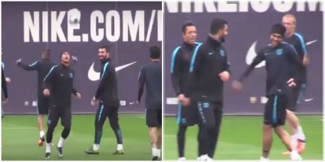 Neymar shows off this brilliant new trick in Barcelona training...and ...