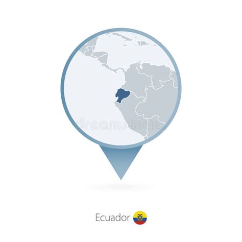 Map Pin with Detailed Map of Ecuador and Neighboring Countries Stock ...