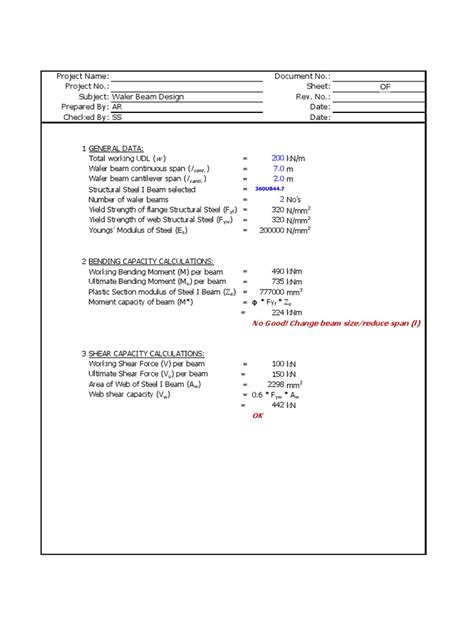 Waler Beam Design Template | PDF | Beam (Structure) | Mechanics