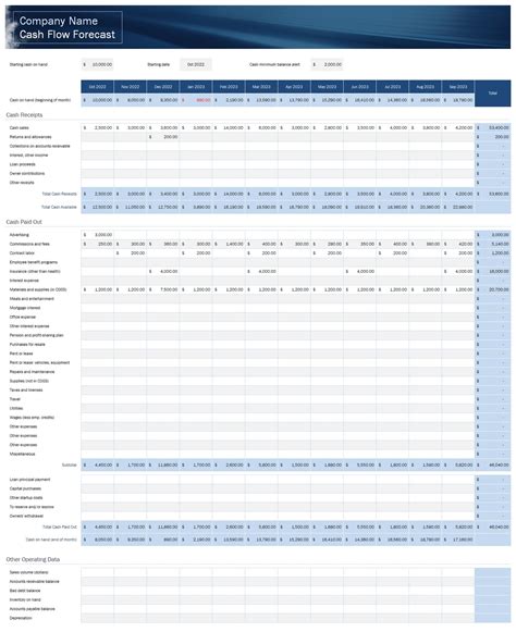 Small Business Cash Flow Forecast Template In Excel (Download.Xlsx)