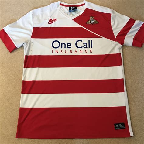 Doncaster Rovers Home football shirt 2014 - 2015. Sponsored by One Call Insurance