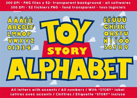 Toy Story alphabet letters numbers 300 dpi png images