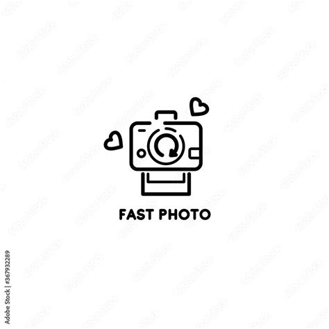 Vector black and white logo with a camera. Logo for a quick photo studio. Design element for ...