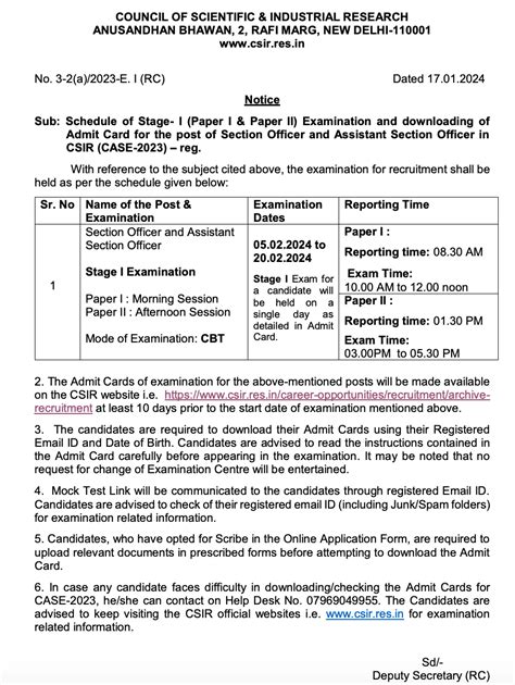 CSIR SO ASO Exam Date 2024 and Hall Ticket Out for 444 Vacancies