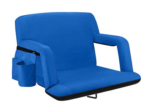 Extra Wide Reclining Stadium Seat with Armrests & Side Pockets (Blue ...