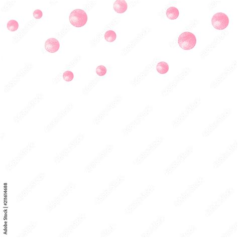 Pink glitter confetti with dots on isolated backdrop. Falling sequins with shimmer and sparkles ...