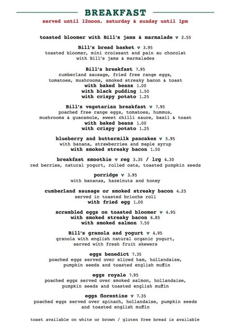 Bill's Restaurant Menu, Menu for Bill's Restaurant, Oxford, South East England - Zomato UK