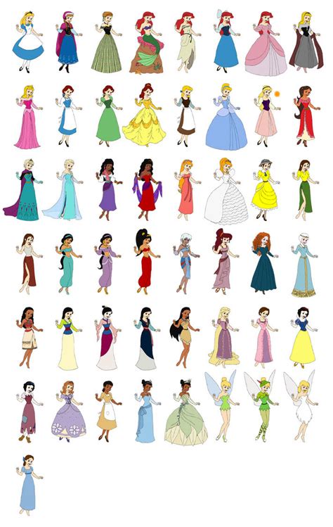 Disney Dress Up V.2: Character Chart by evilfuzzle2 on DeviantArt