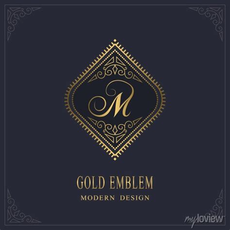 Gold monogram. letter m. graceful emblem template. simple logo wall mural • murals line ...