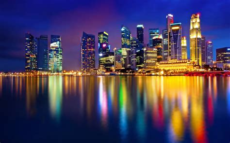 cityscape, Night, Colorful, Reflection, Singapore Wallpapers HD ...