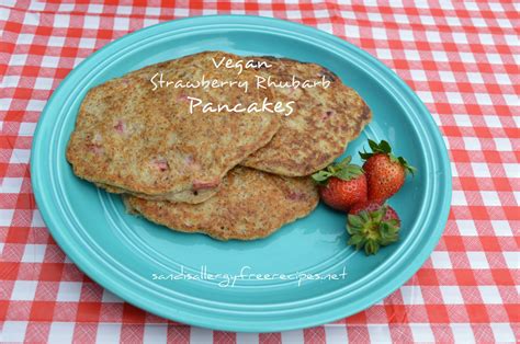 Strawberry Rhubarb Pancakes (Gluten Free/ Dairy Free/ Vegan/ Refined Sugar Free/ Egg Free) ⋆ ...