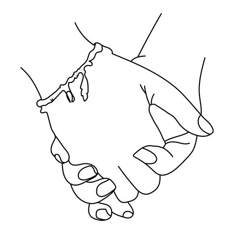 couple hand in hand single line art drawing vector illustration, holding hands together ...