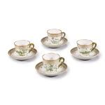 Four Royal Copenhagen Flora Danica large coffee cups and saucers, 20th ...
