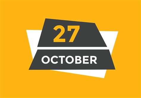 october 27 calendar reminder. 27th october daily calendar icon template ...