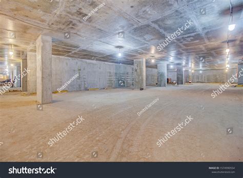 Underground Parking Construction Phase Empty Garage Stock Photo ...