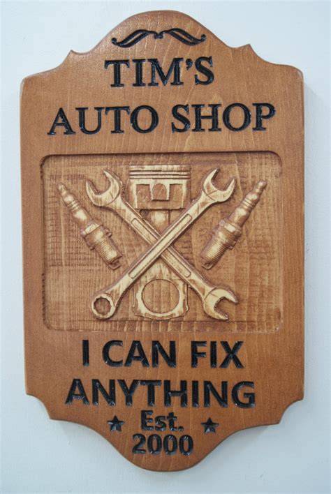 Custom Personalized Garage Sign 3D Graphics Wooden Carved Auto