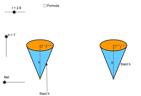 Nets of cones (yum yum) – GeoGebra