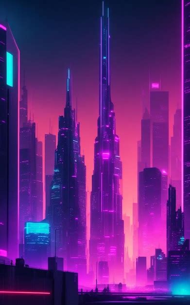 Premium AI Image | neon cityscape wallpaper