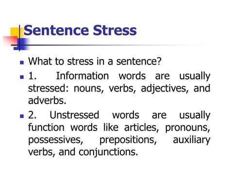 PPT - Stressed Words & Unstressed Words in a Sentence PowerPoint ...