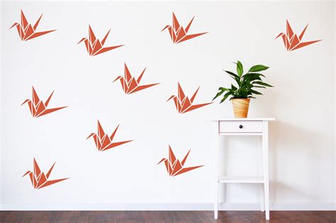 Origami Paper Crane Wall Art Decals Origami Crane Decor - Etsy