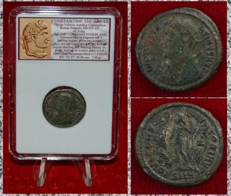 ANCIENT ROMAN EMPIRE Coin CONSTANTINE THE GREAT Jupiter Holding Victory ...
