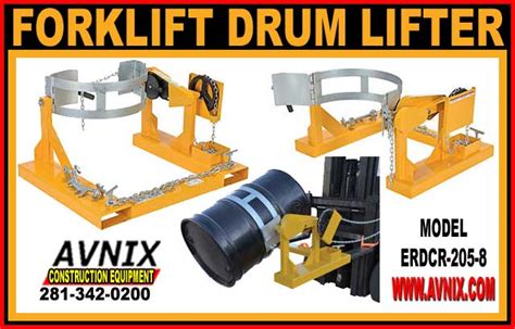 Forklift Drum Lifter & Rotator Attachment For Sale - Made In USA - Avnix Construction Equipment ...