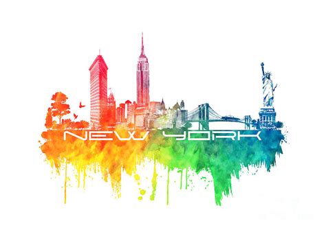 New York city skyline color Digital Art by Justyna Jaszke JBJart - Fine Art America