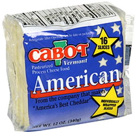 Cabot Vermont Cheese American, Slices 16.0 ea Nutrition Information | ShopWell