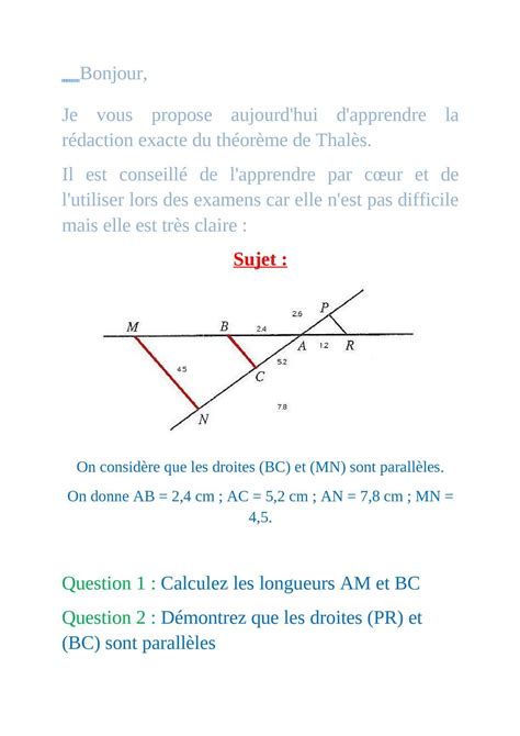 Calaméo - Théorème de Thalès et sa réciproque