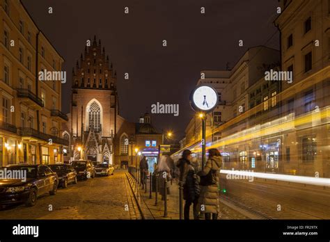 Night in Krakow old town, Poland Stock Photo - Alamy