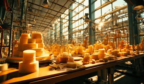 Premium AI Image | The factory of cheeses being stored inside a room ...