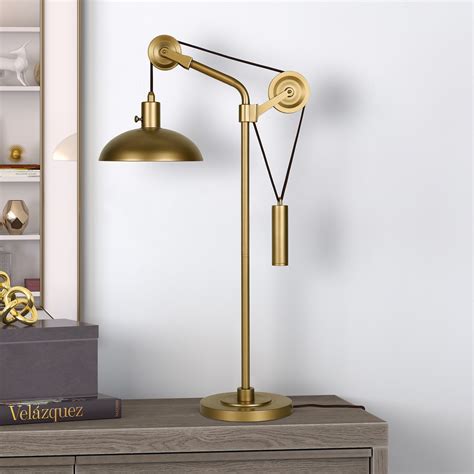 Modern Industrial, Bedside Table Lamp in contemporary brass, with metal ...